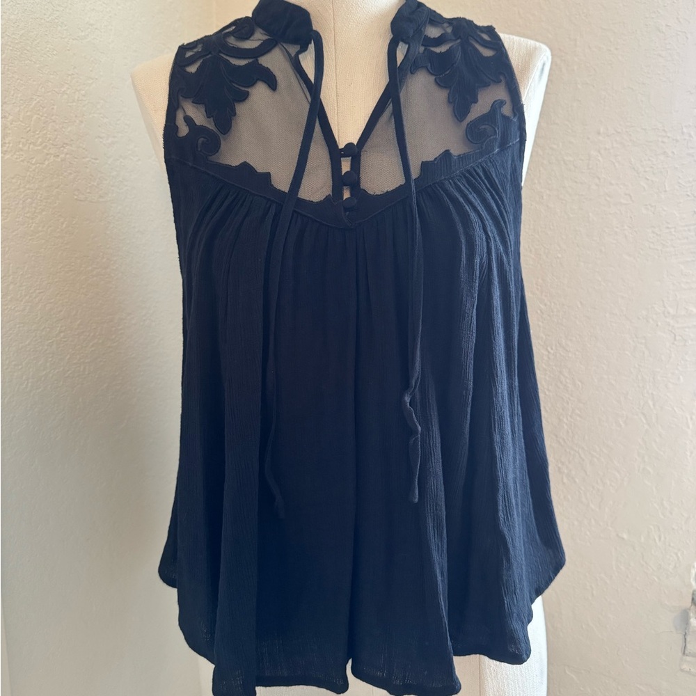 Free People western romance mesh top